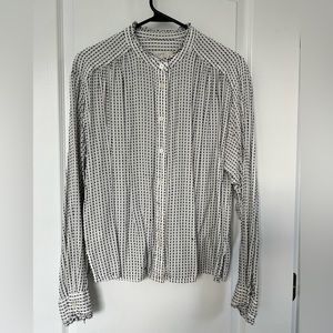 Loft Size M button down white shirt with black stitching